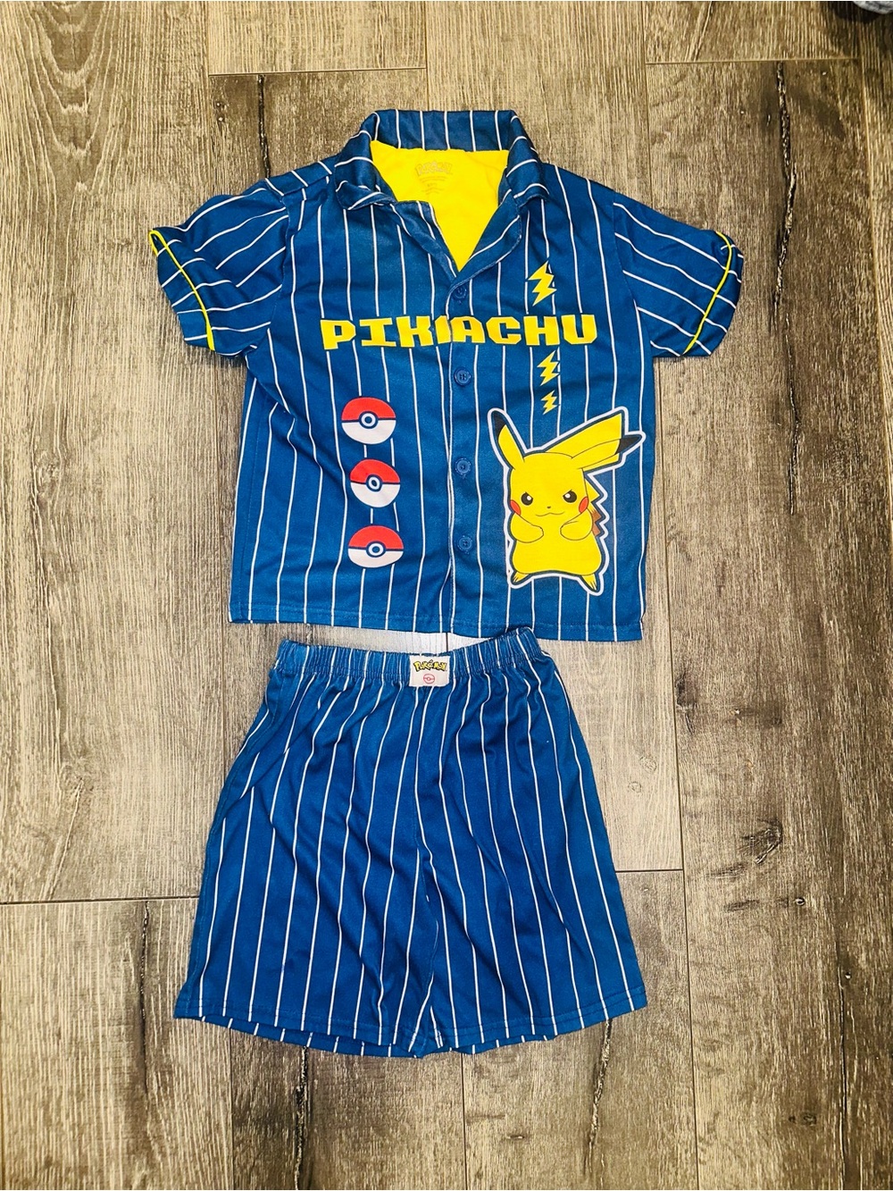 Pokรฉmon Pikachu Blue Stripe Kids Pajama Set